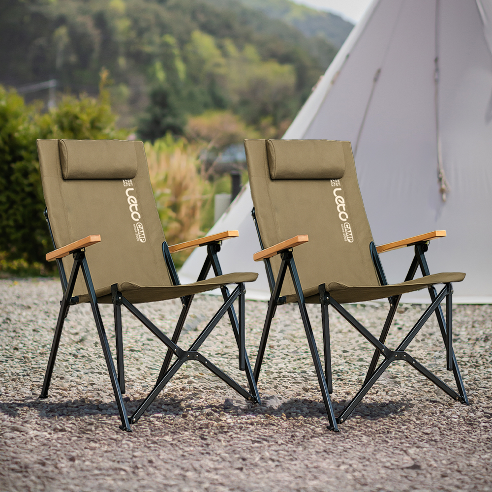 각도조절 릴렉스 접이식 롱 캠핑의자 체어 LCP-CA05, 브라운, 2개