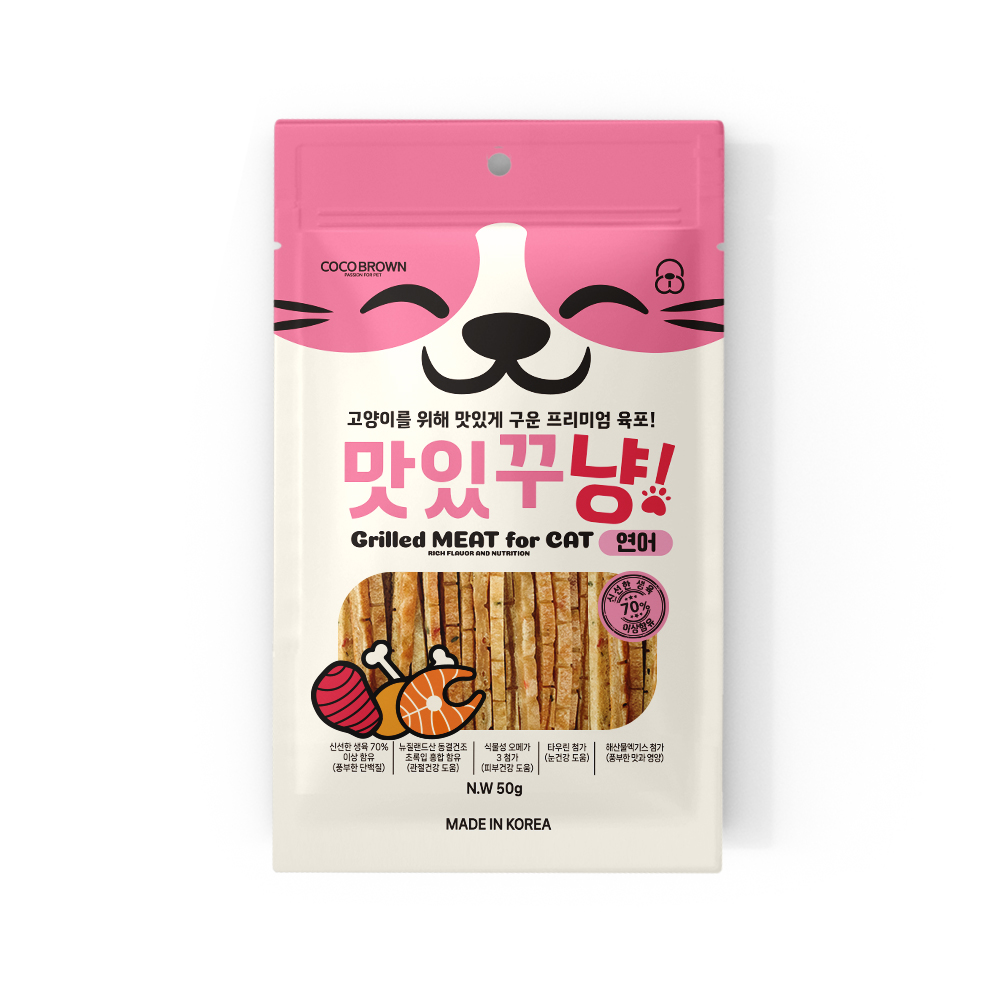 맛있꾸냥 고양이간식 육포 오메가3 심장 눈 건강 명태+참치, 50g, 3개 - 상세 이미지 3