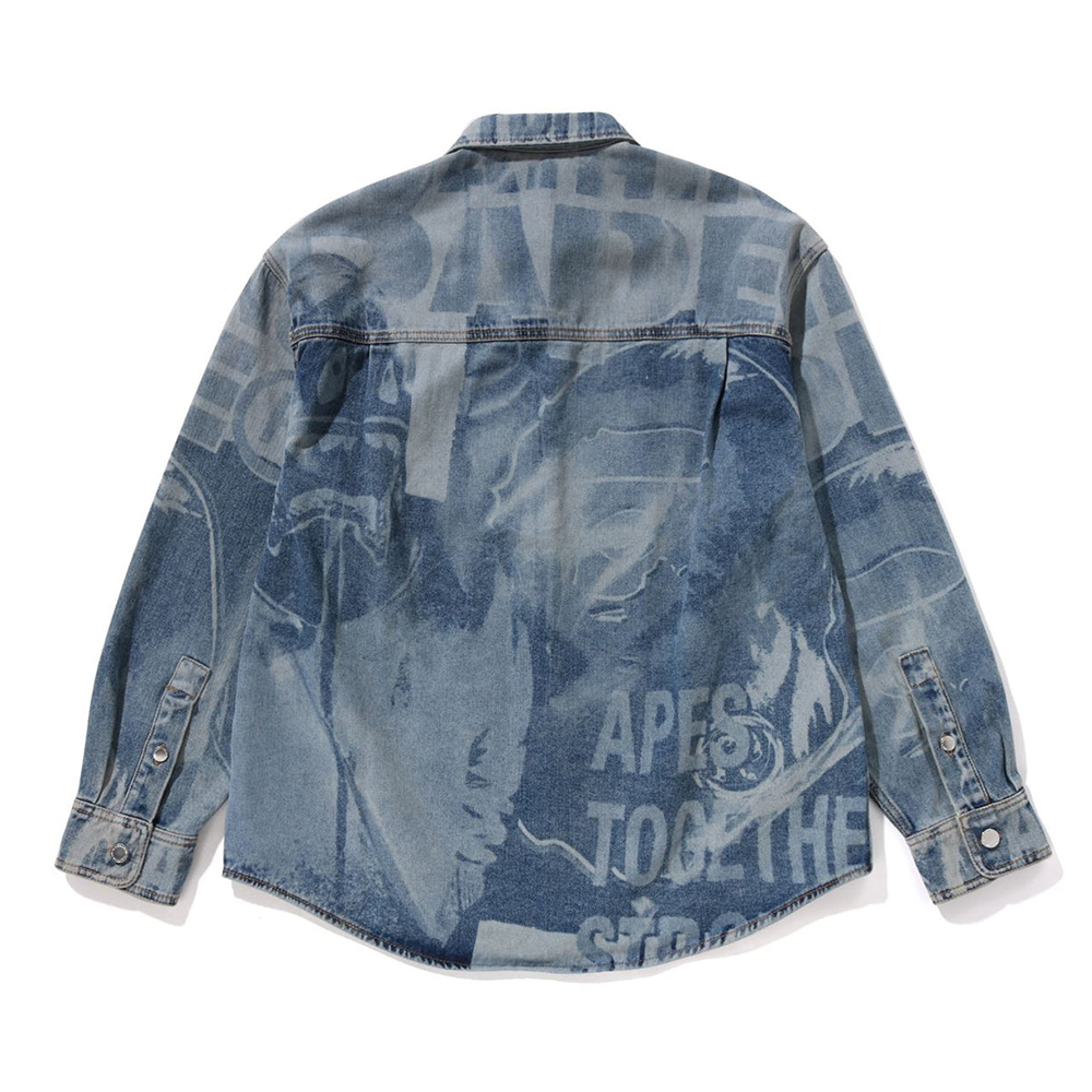 베이프 셔츠 OVERALL LASERED DENIM LS SHIRT 1L80-131-303 - 상세 이미지 2