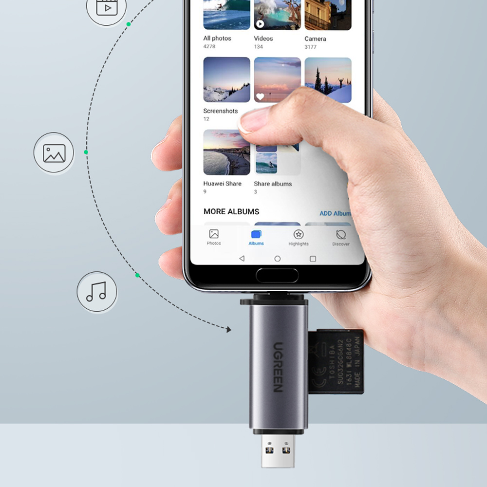 유그린 C타입 USB3.0 고속 SD TF 멀티 카드 리더기 CM185 - 상세 이미지 5