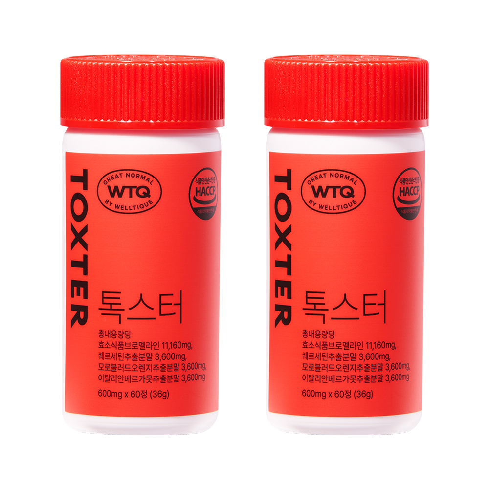 톡스터 6대부스터원료 브로멜라인 퀘르세틴 모로오렌지 베르가못 60g, 2개