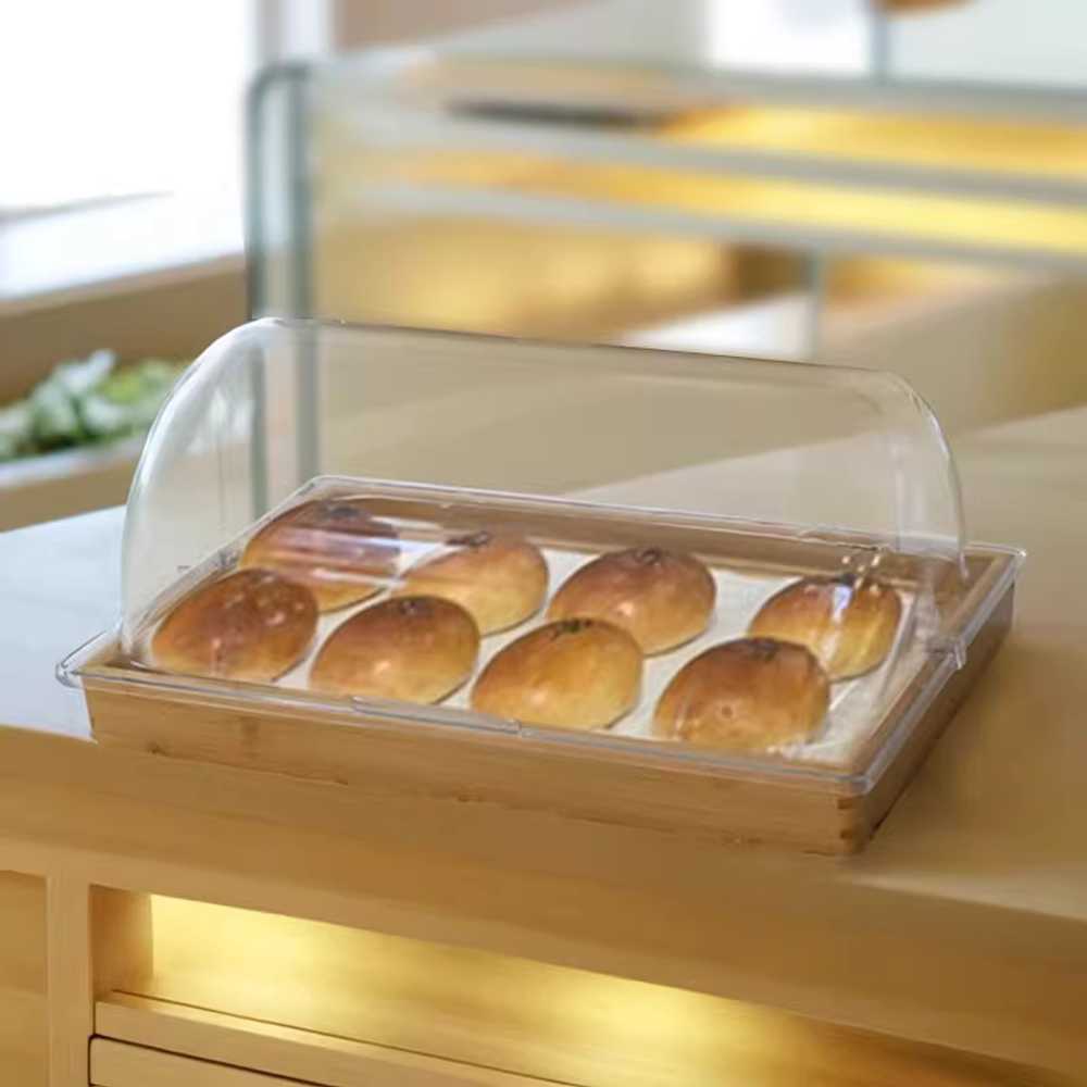 빵진열트레이 베이커리 디저트 나무 대형 직사각 뚜껑 32x26cm 쌍판+손잡이 덮개 - 상세 이미지 4
