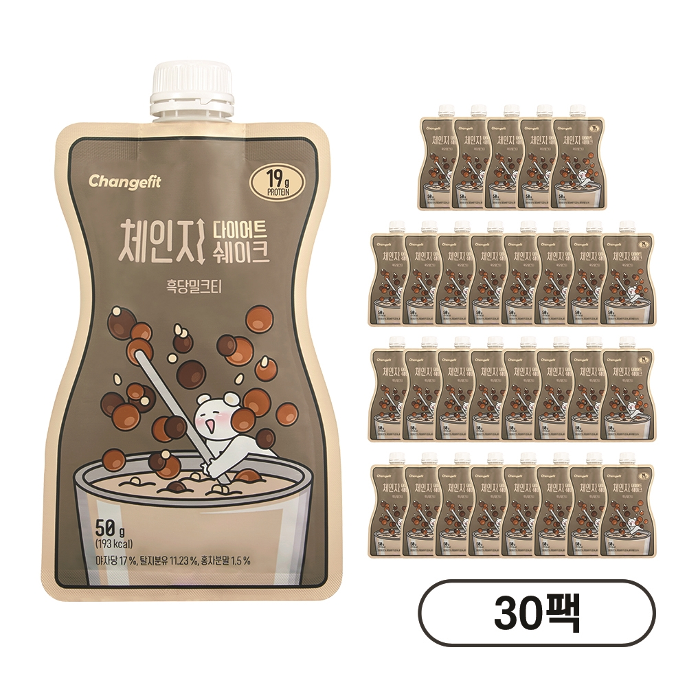 체인지핏 다이어트 고단백 쉐이크 흑당밀크티, 50g, 30개 - 상품 이미지