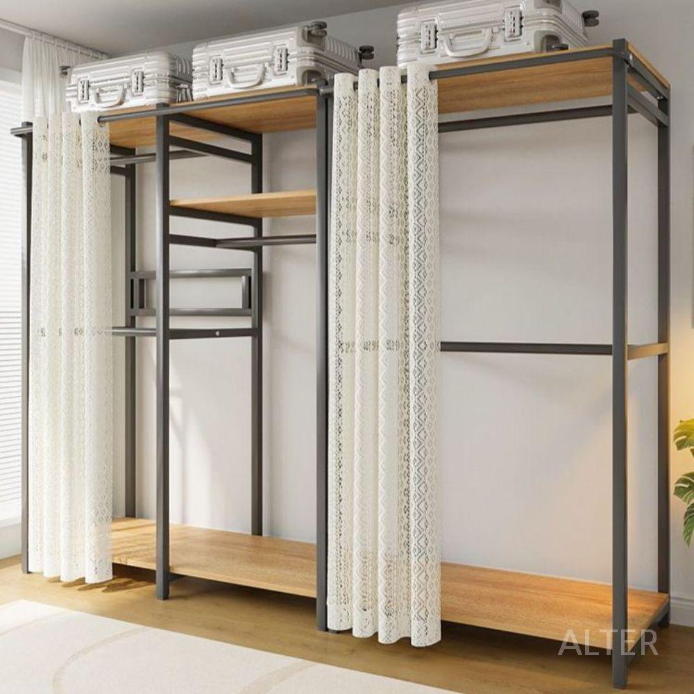 조립식 스탠드 옷걸이 행거 커튼 가림 원룸 거즈커튼 80x45x200cm 블랙 - 상세 이미지 3