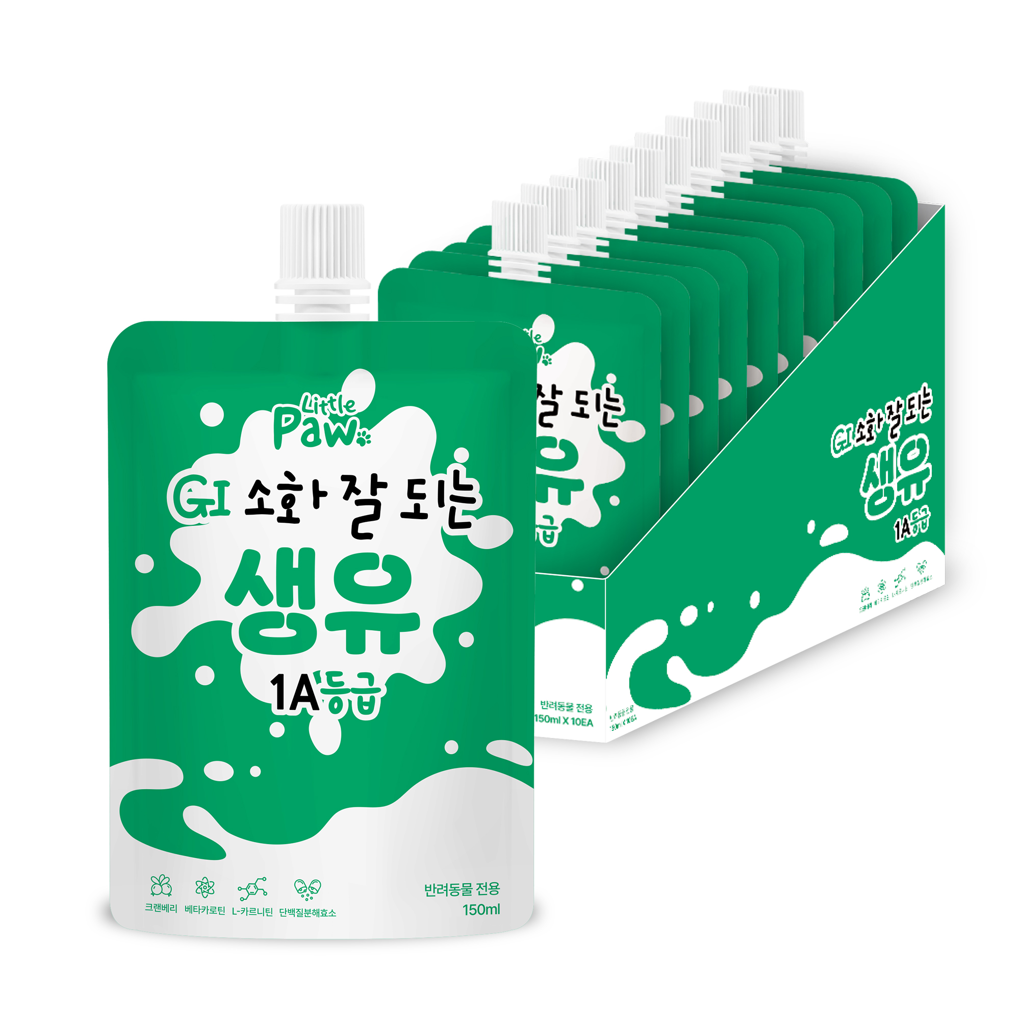 리틀포우 강아지 고양이 펫밀크 GI 소화생유, 150ml, 10개 - 상품 이미지