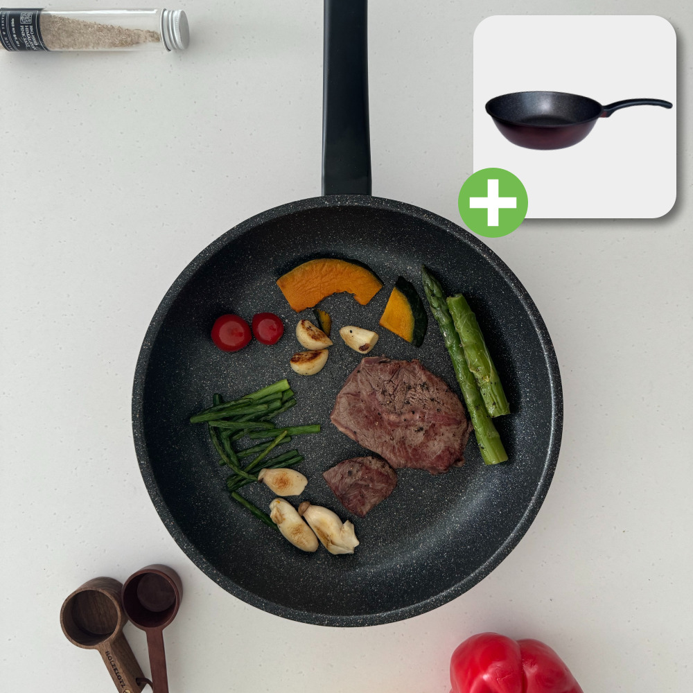 1+1 바니니 인덕션 프라이팬 논스틱 후라이팬 계란말이팬 코팅 주물 28cm