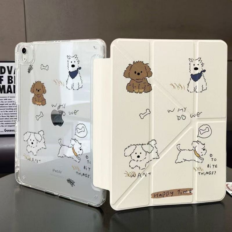 귀여운 강아지 일러스트 Y커버 투명케이스 iPad Air4 5 Pro10세대 - 메인 이미지