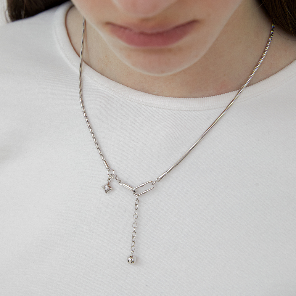 [바이이에르] Falling star chain necklace (Silver) BH7N56760WB450 - 상세 이미지 2