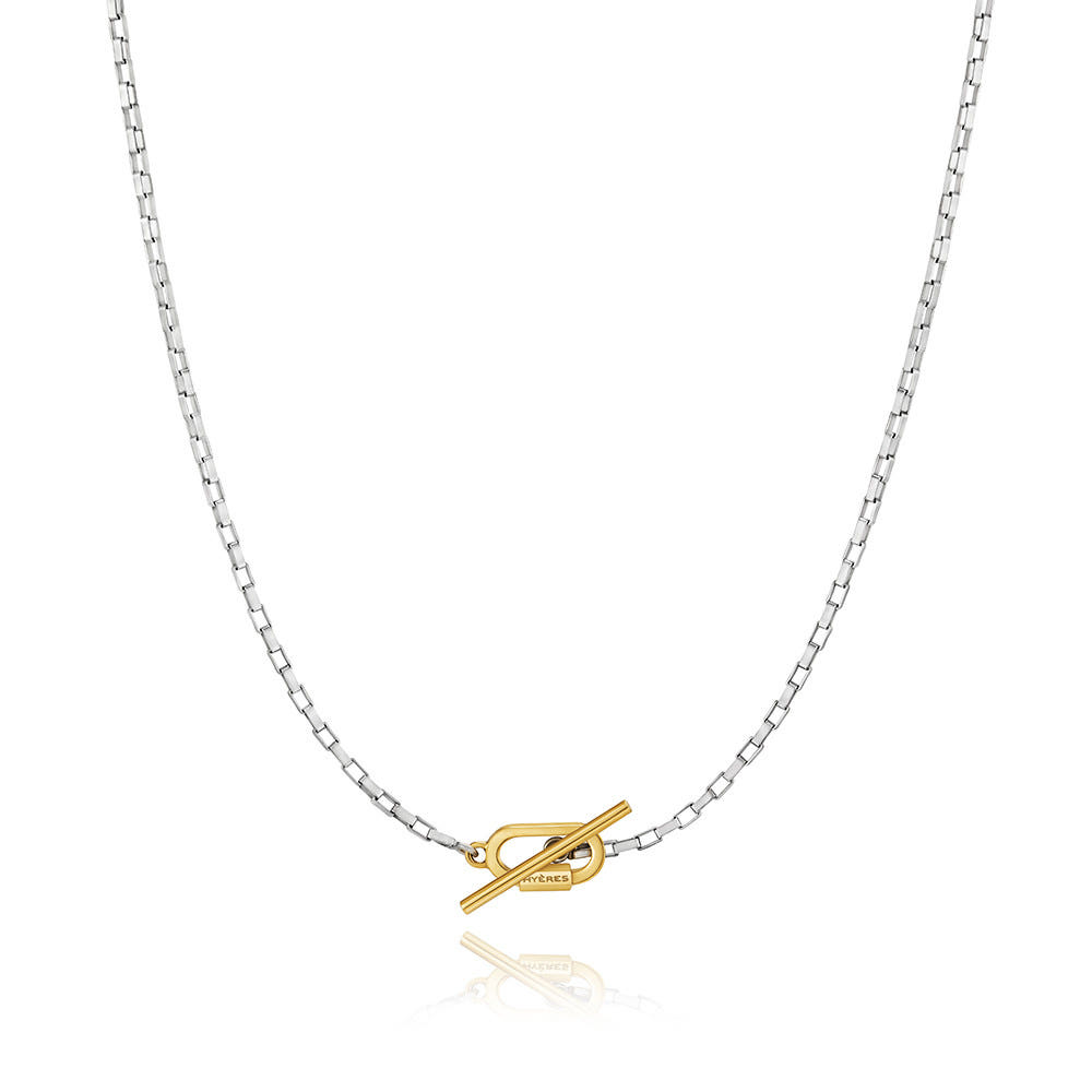 [바이이에르] [925 silver]  Mini rock toggle bar necklace (Combi) BH3N39365C9500 - 상세 이미지 2