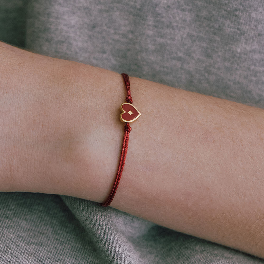 [바이이에르] Heart spade enamel string bracelet (Red) BH6B36642YB210 - 상품 이미지