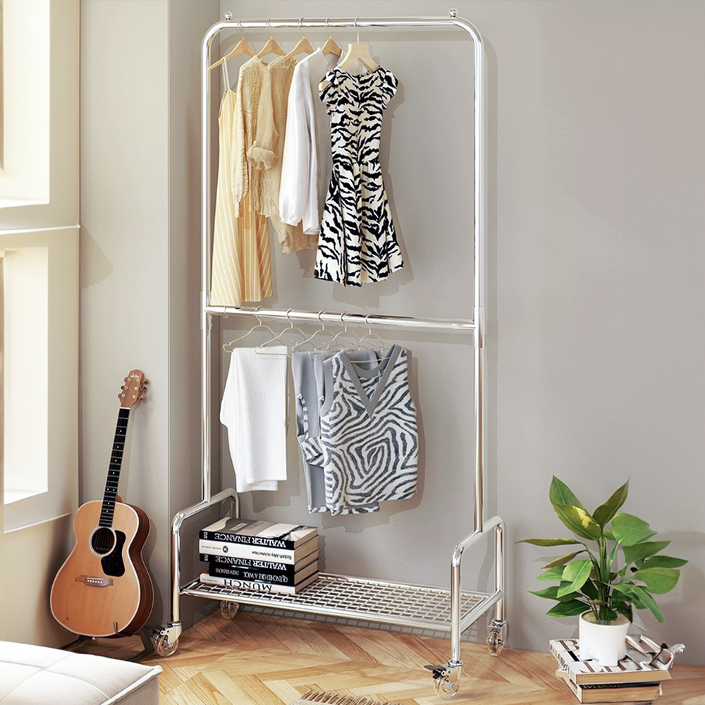 아르제룸 2단 철제 이동식행거 M 튼튼한 드레스룸 스탠드 옷걸이 행거