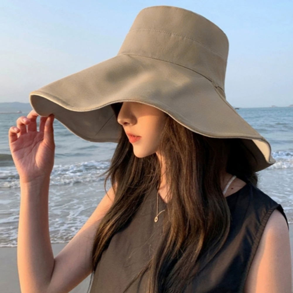 여성 여름 여행모자 양면 챙넓은 비치 버킷햇 사파리모자 - 상품 이미지