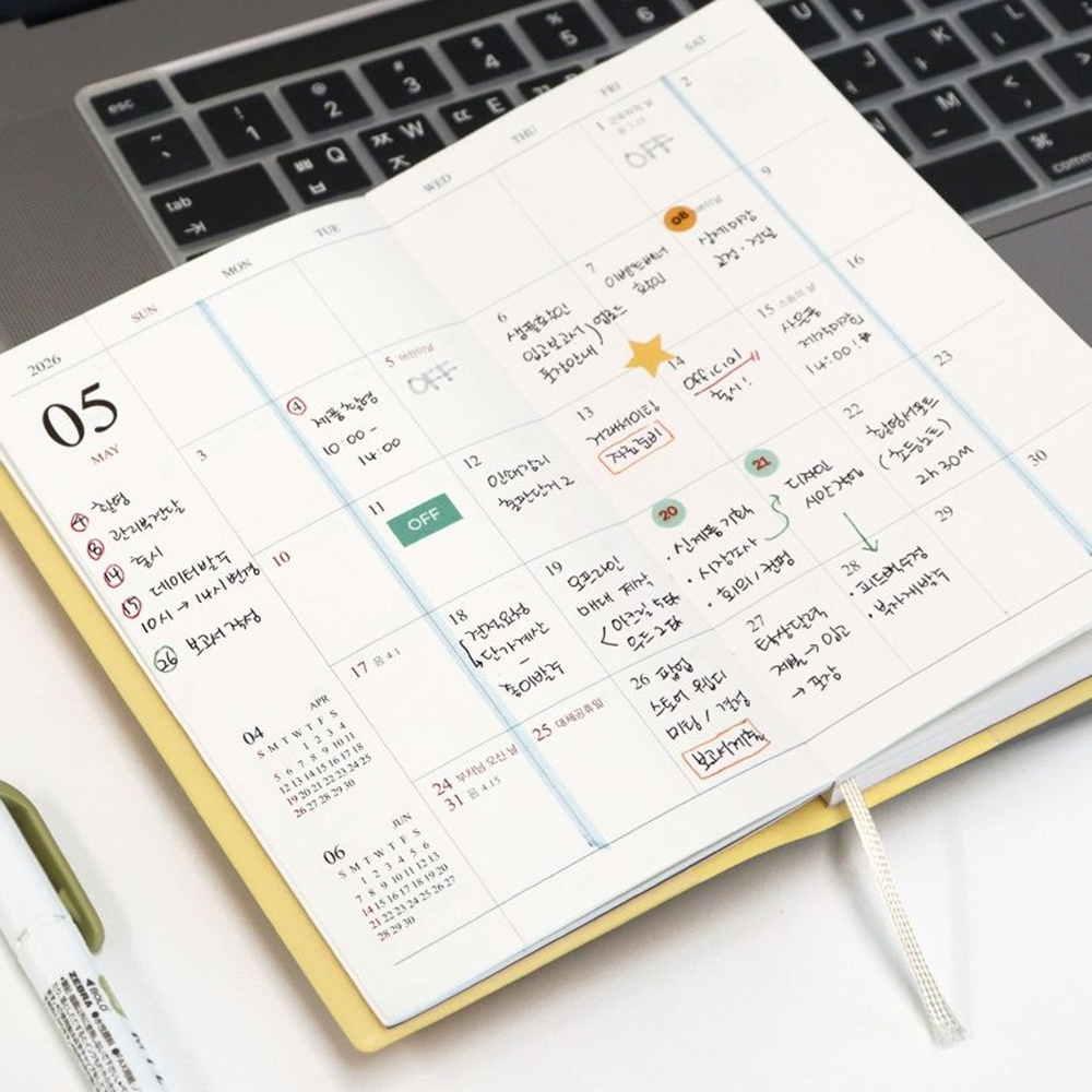 2026 미니 다이어리 2026년 핸디 다이어리 업무 수첩 26년 먼슬리 월간 상세 이미지 5