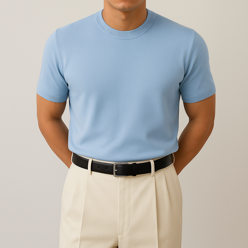 머슬핏 남자반팔니트 여름 니트 LOGAN LAINE 소라, M (95-100)