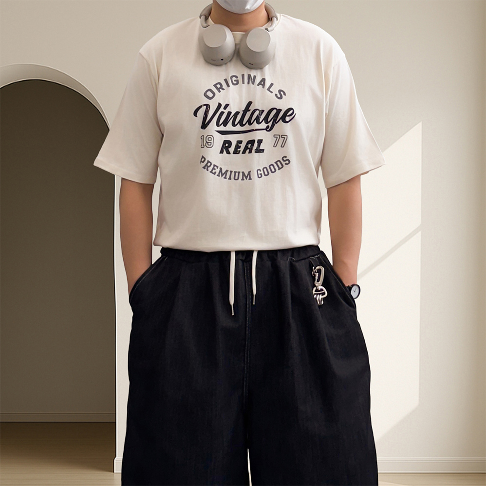 1+1 쿨링티셔츠 남자프린팅반팔티 어깨넓어보이는반팔 - 상품 이미지