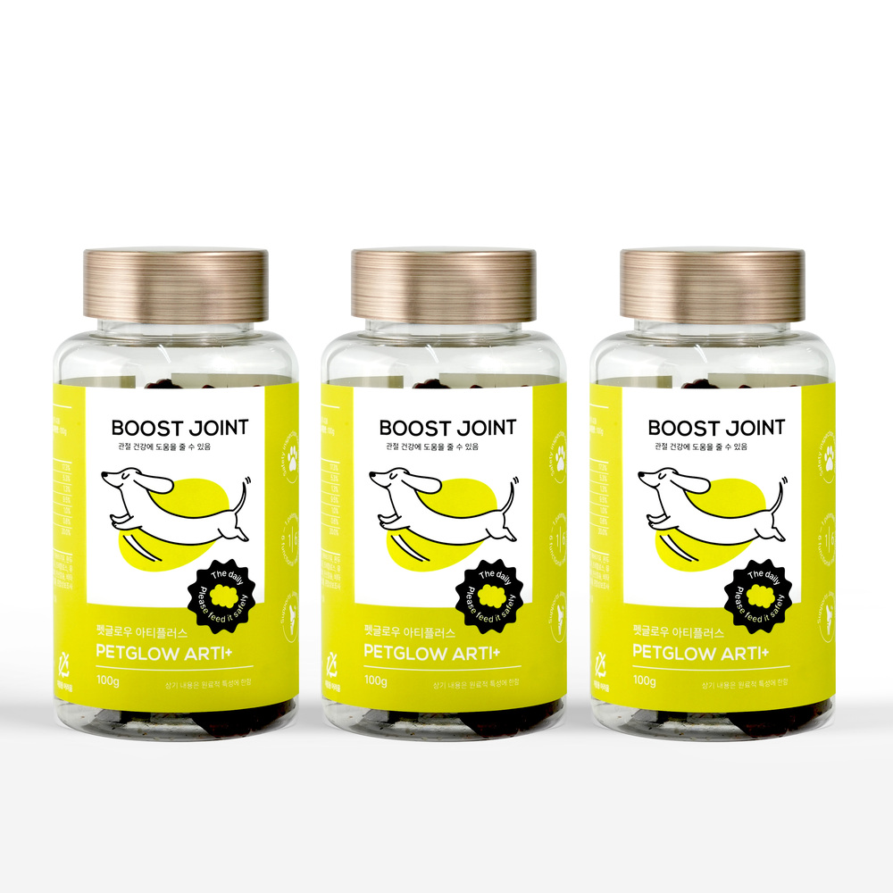 펫글로우 아티플러스 강아지 관절 영양제 반려견 슬개골 탈구 연골 노령견 100g, 3개