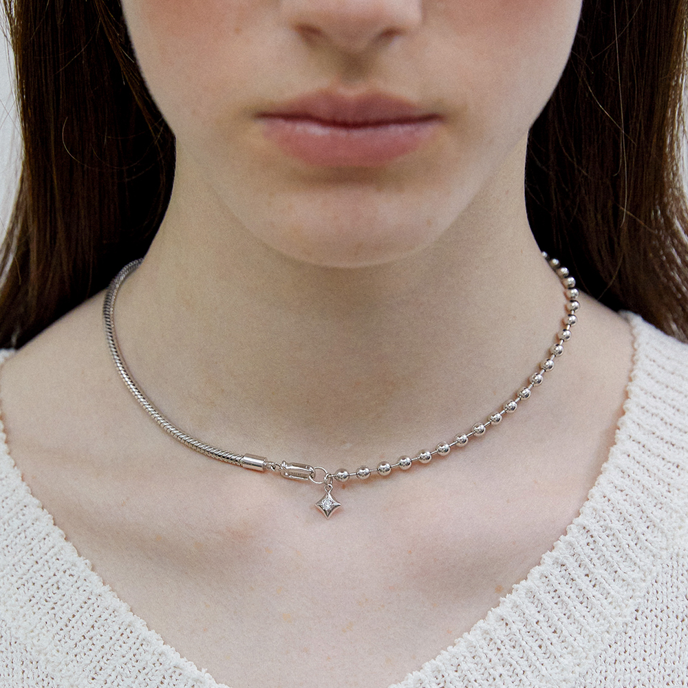 [바이이에르] Silhouette duo chain necklace (Silver) BH7N56759WB400 - 상세 이미지 2
