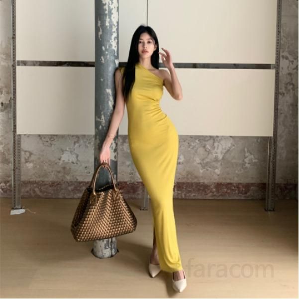 여성 투웨이 원숄더 오프숄더 슬림핏 롱원피스 바디콘 청순섹시 글램 파티룩 리조트룩 봄 여름 가을 13159 - 상품 이미지