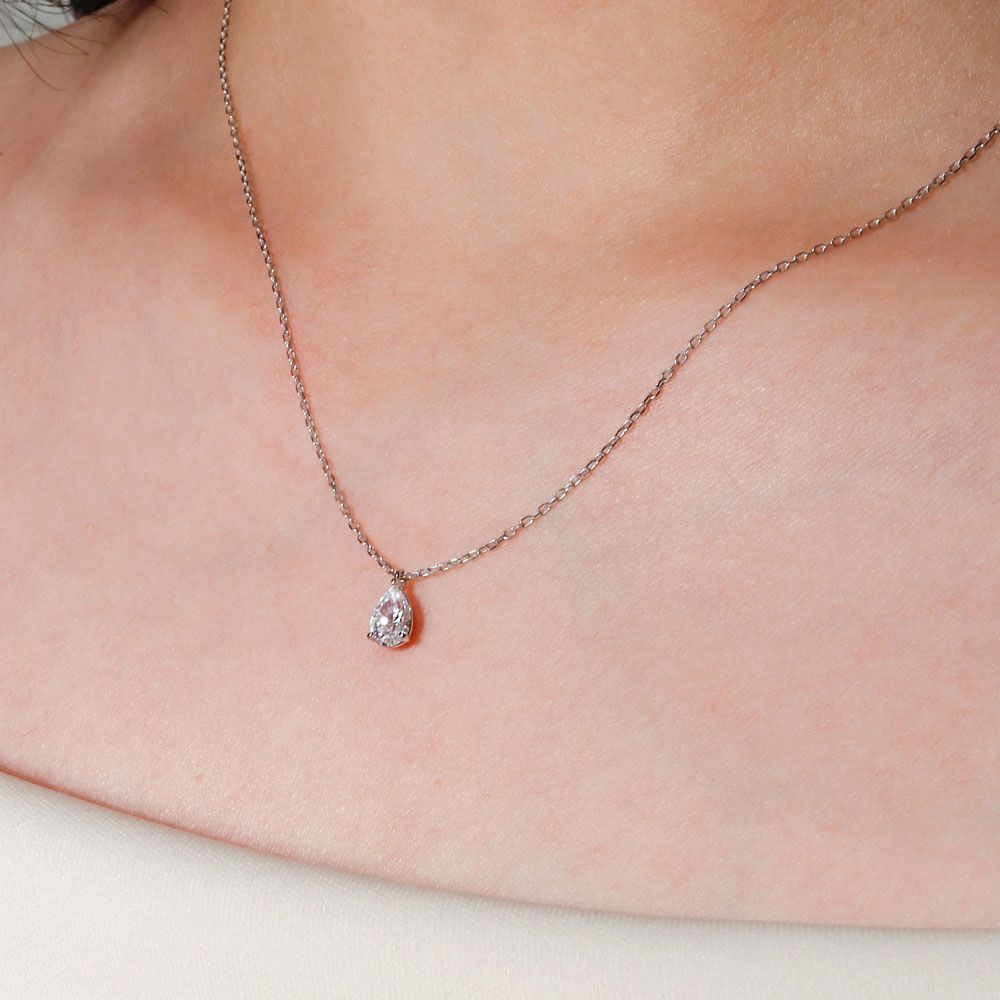 5부 물방울 다이아 목걸이 랩 페어 클래식 레이어드 여자 기념일 생일 선물 18K 고급 - 상세 이미지 2