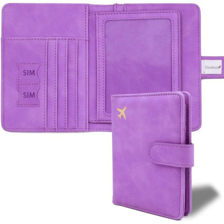 [해외]데질리아오 여권 및 백신 카드 홀더 콤보, 슬롯이 있는 PU 가죽 홀더, 남녀용 지갑(퍼플플라이) Light green