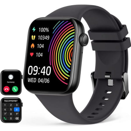 HOETEK [해외]통화 기능이 있는 스마트 워치, 남성용 1.95인치 풀터치 블루투스 스마트워치, 심박수 모니터가 피트니스 트래커, 수면 모니터, iOS 안드로이드와 호환되는 IP67 방수