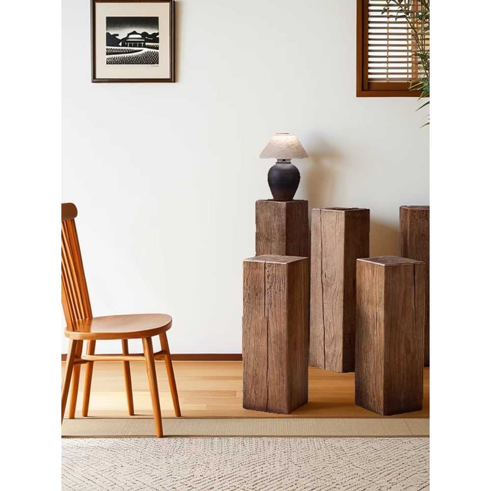 원목 미니 스툴 미니의자 카페 우드 화분 받침 사각 30x30x30cm 월넛 - 상세 이미지 3