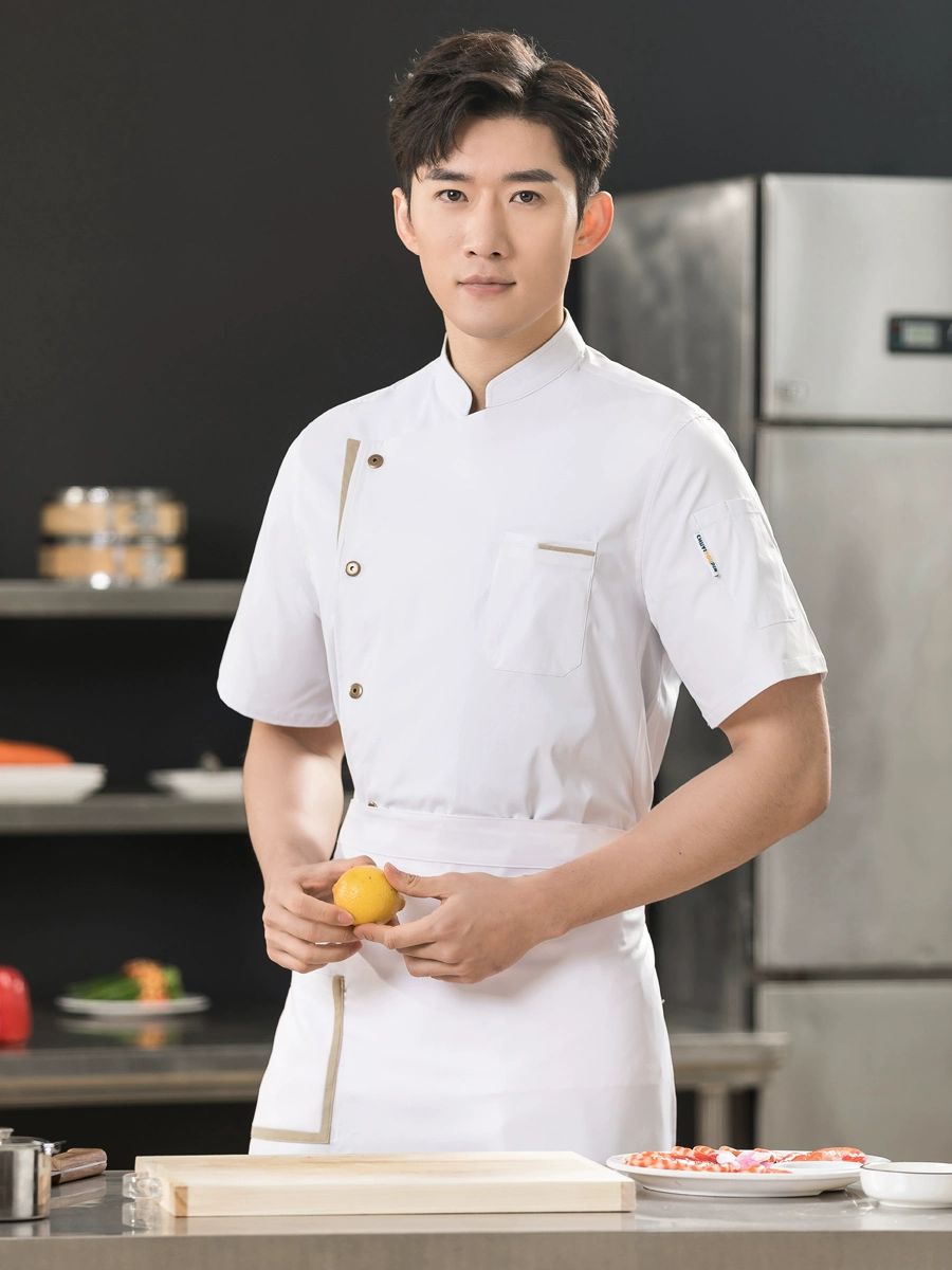 빅사이즈 셰프복 조리복 단체복 5xl 제과 제빵 요리 일식 칠부 조리사복 복장 세트 상의 - 상세 이미지 2