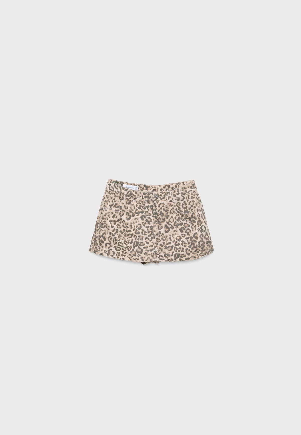 스트라디바리우스 레오파드 프린트 미니 스커트 팬츠 1283/639 BEIGE - 메인 이미지