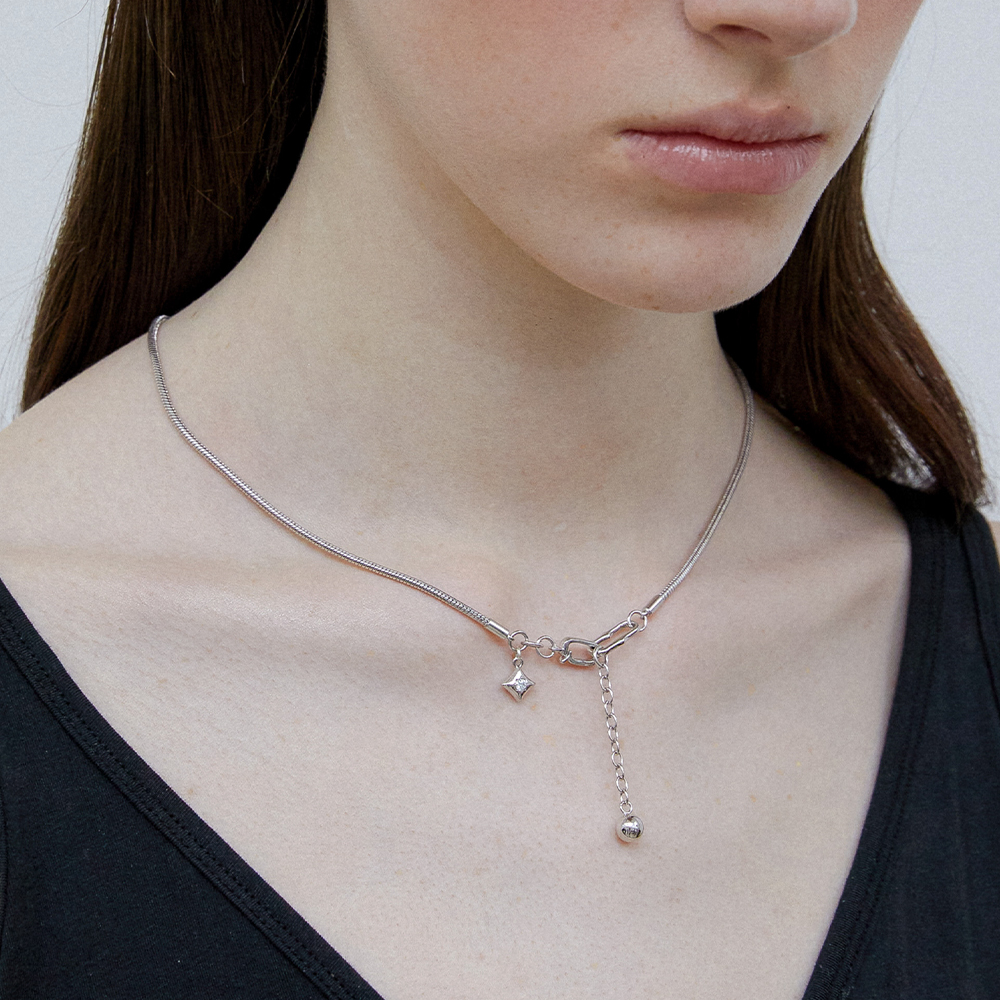 [바이이에르] Falling star chain necklace (Silver) BH7N56760WB450 - 상세 이미지 3