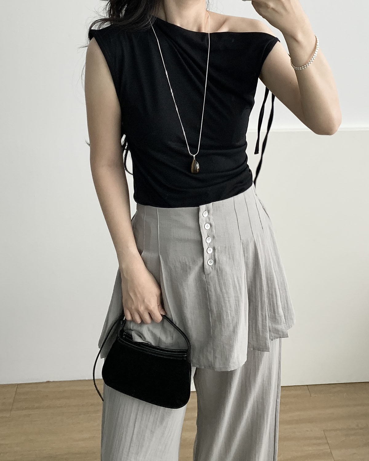 [당일발송] 켄달 밴딩 팬츠 시어 레이어드 팬츠 웨어링무드 (2c) - 상세 이미지 4