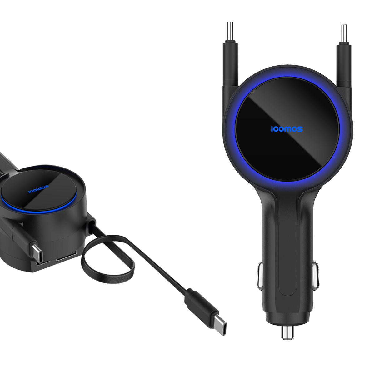 듀얼 릴타입 초고속2.0 100W 차량용 충전기 시거잭 C타입 8핀