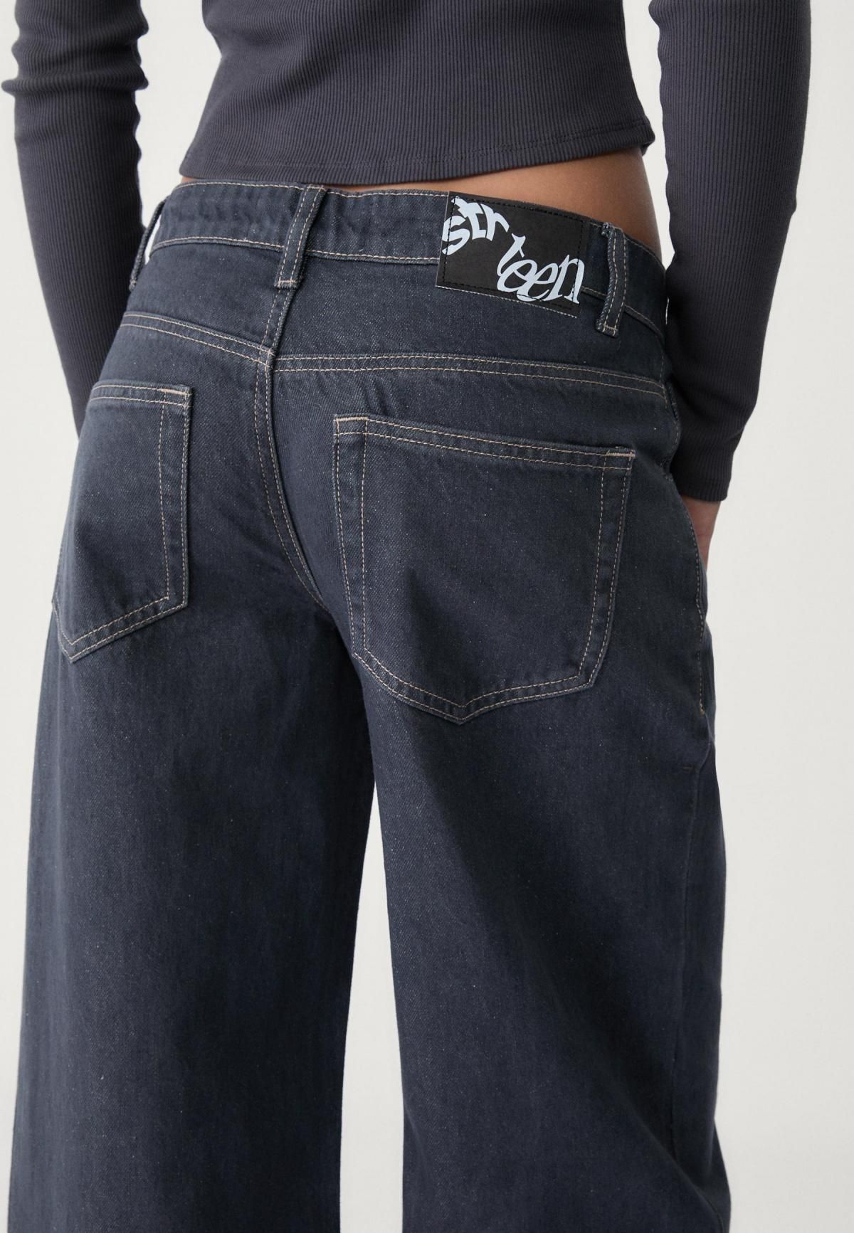 스트라디바리우스 트렌디 와이드핏 배기 청바지 7263/560 DARK GREY DENIM WASH - 상세 이미지 5