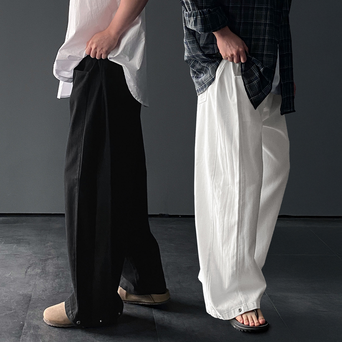 남자흰바지 백바지 남자와이드팬츠 치노팬츠 - 상품 이미지