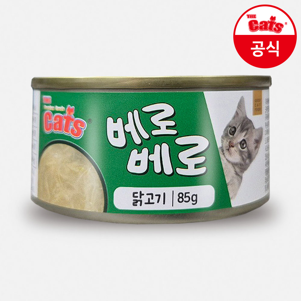 더캣츠 베로베로 고양이캔 고양이통조림 습식 사료 간식 닭고기, 85g, 24개 - 상품 이미지