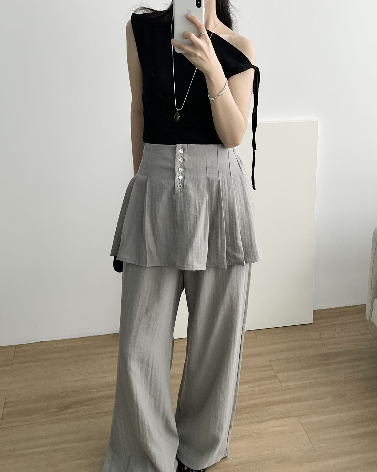 [당일발송] 켄달 밴딩 팬츠 시어 레이어드 팬츠 웨어링무드 (2c) - 상세 이미지 5