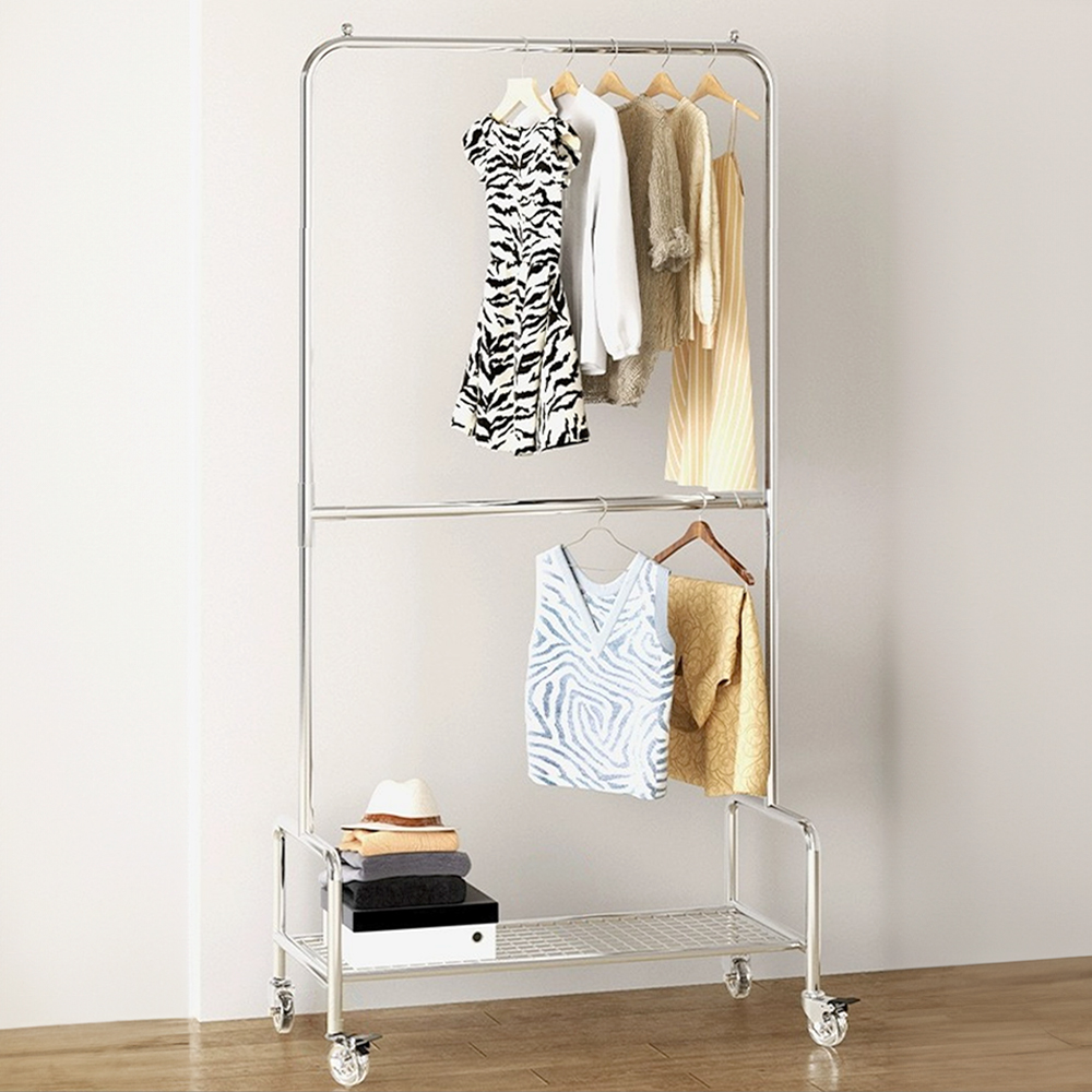 아르제룸 2단 철제 이동식행거 M 튼튼한 드레스룸 스탠드 옷걸이 행거