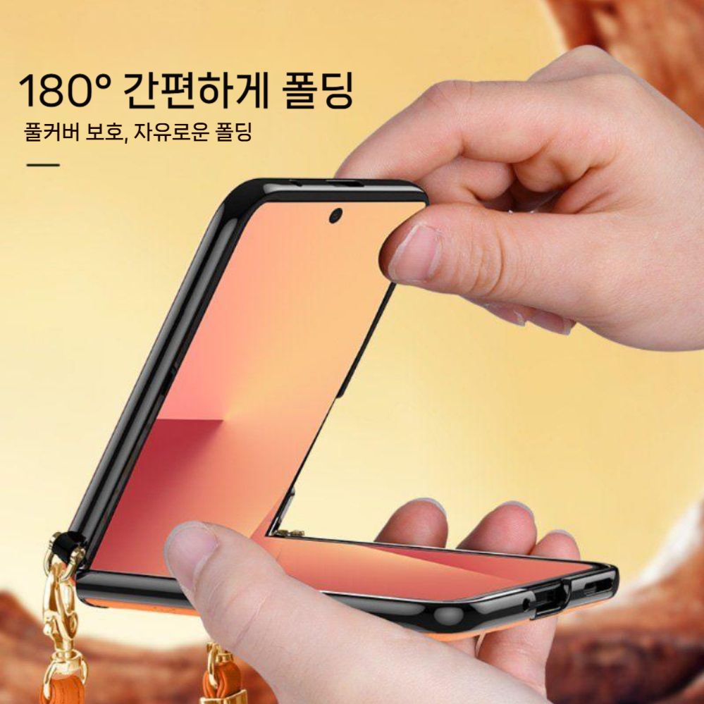 갤럭시 플립7 케이스 다이아몬드 패턴 크로스 스트랩 보호 커버 - 상세 이미지 5