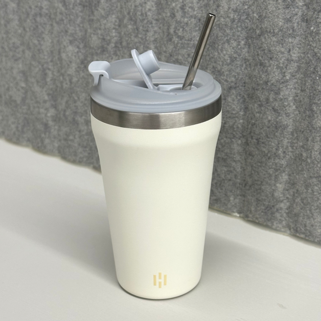 해밀로 핏락 밀폐형 소형 텀블러 얼죽아 스텐 보온 보냉 355ml, 크림, 1개 - 상세 이미지 4