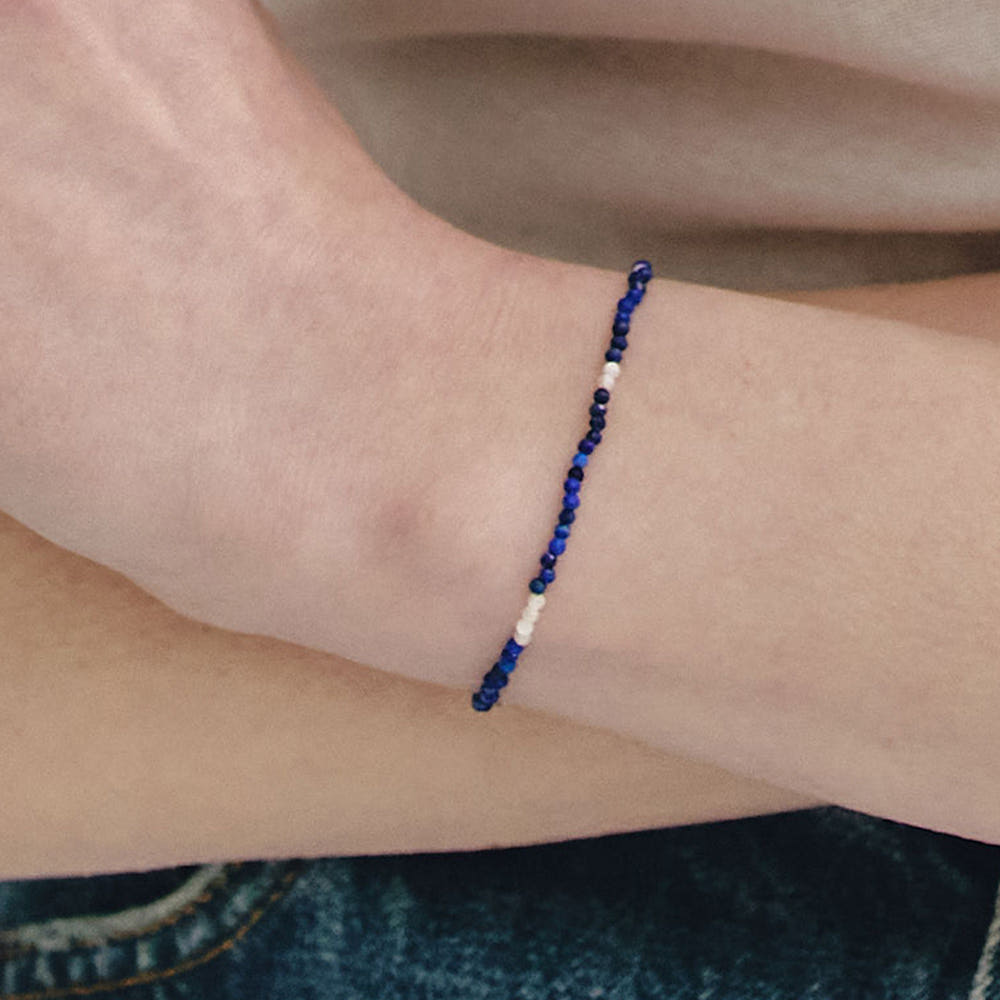 [바이이에르] [925 silver] Color sand mix beads bracelet (Lapis lazuli) BH4B45426Y9175 - 상세 이미지 2