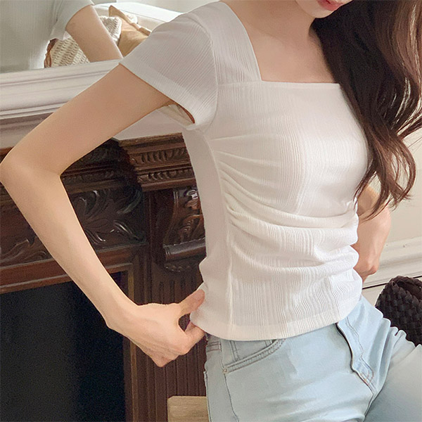 리브 스퀘어 셔링 드레이프 반팔티 ts4659 - 상품 이미지