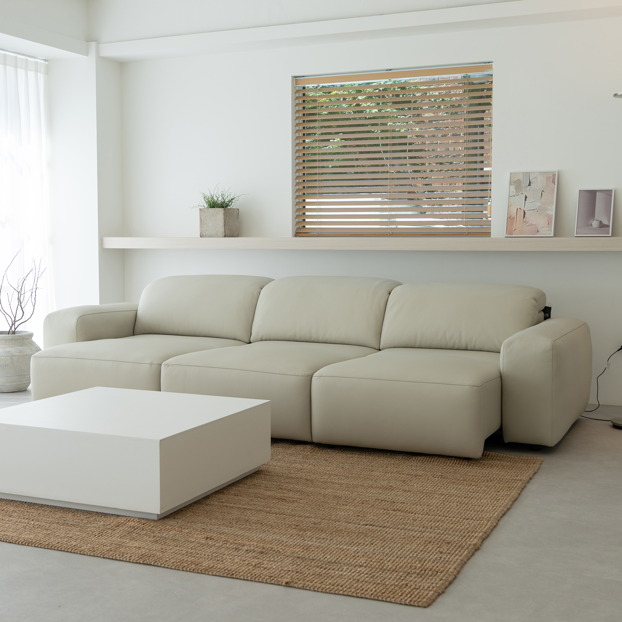 가죽 슬립 4인용 전동 리클라이너 슬라이드 무빙 모션 소파 전체 천연가죽