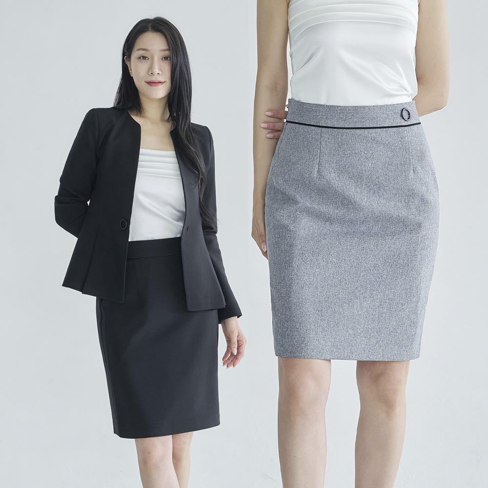 정장 치마 5부 스커트 H라인 멜란지 [링] - 상품 이미지