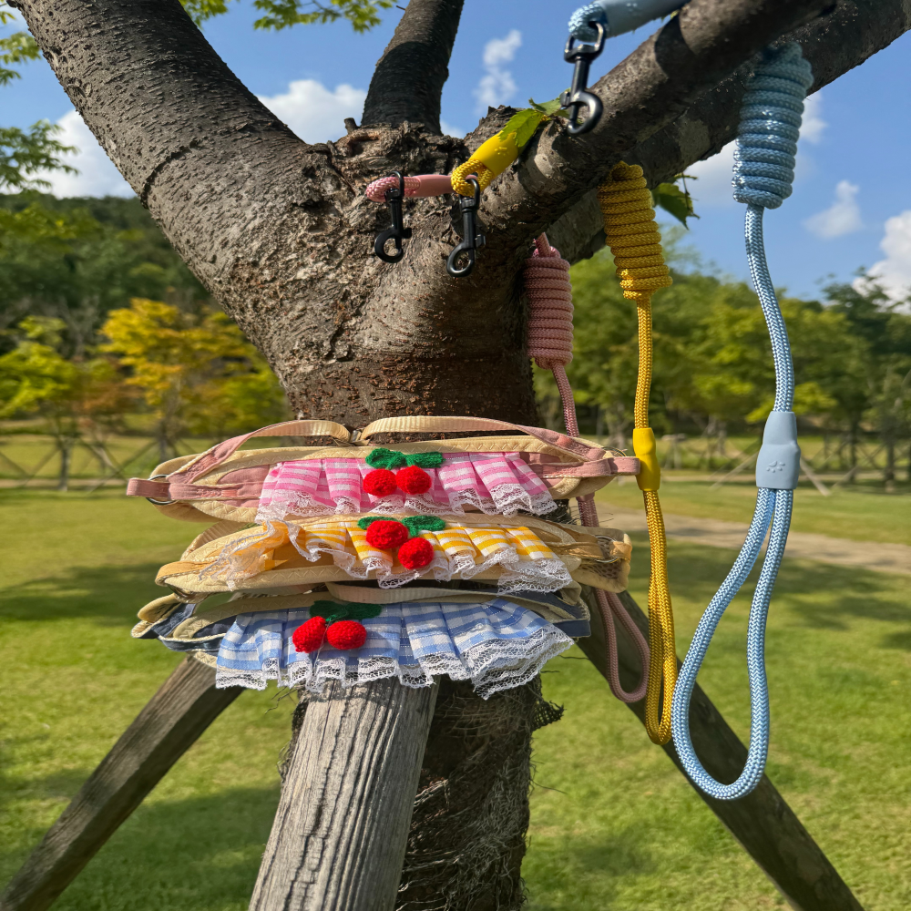 올데이킷 강아지 하네스 캔디워크 H형 체리모양 3color 소형,중형견