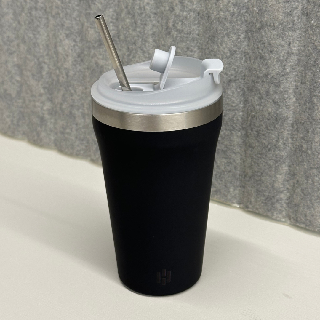 해밀로 핏락 밀폐형 소형 텀블러 얼죽아 스텐 보온 보냉 355ml, 블랙, 1개 - 상세 이미지 4
