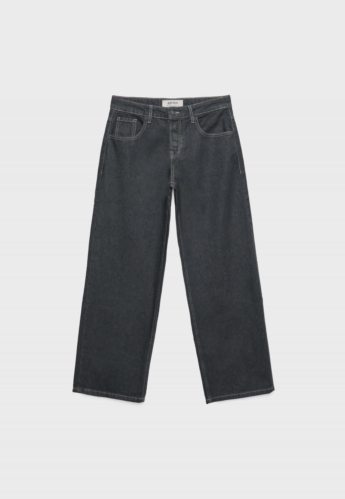 스트라디바리우스 트렌디 와이드핏 배기 청바지 7263/560 DARK GREY DENIM WASH - 상세 이미지 2