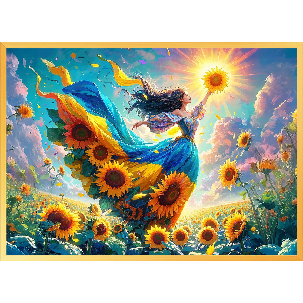 태양의 해바라기 여신 그림액자 개업 집들이 신혼 선물 안방 거실 인테리어 돈들어오는 돈나무