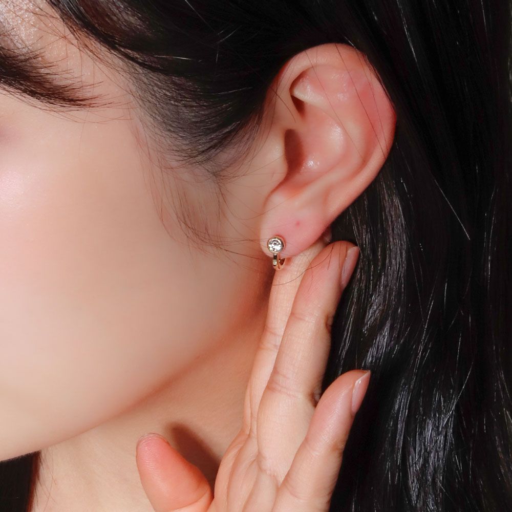 3.5미리 랩 다이아 베젤 루브 원터치 귀걸이 데일리 여자 친구 생일 선물 - 상세 이미지 5