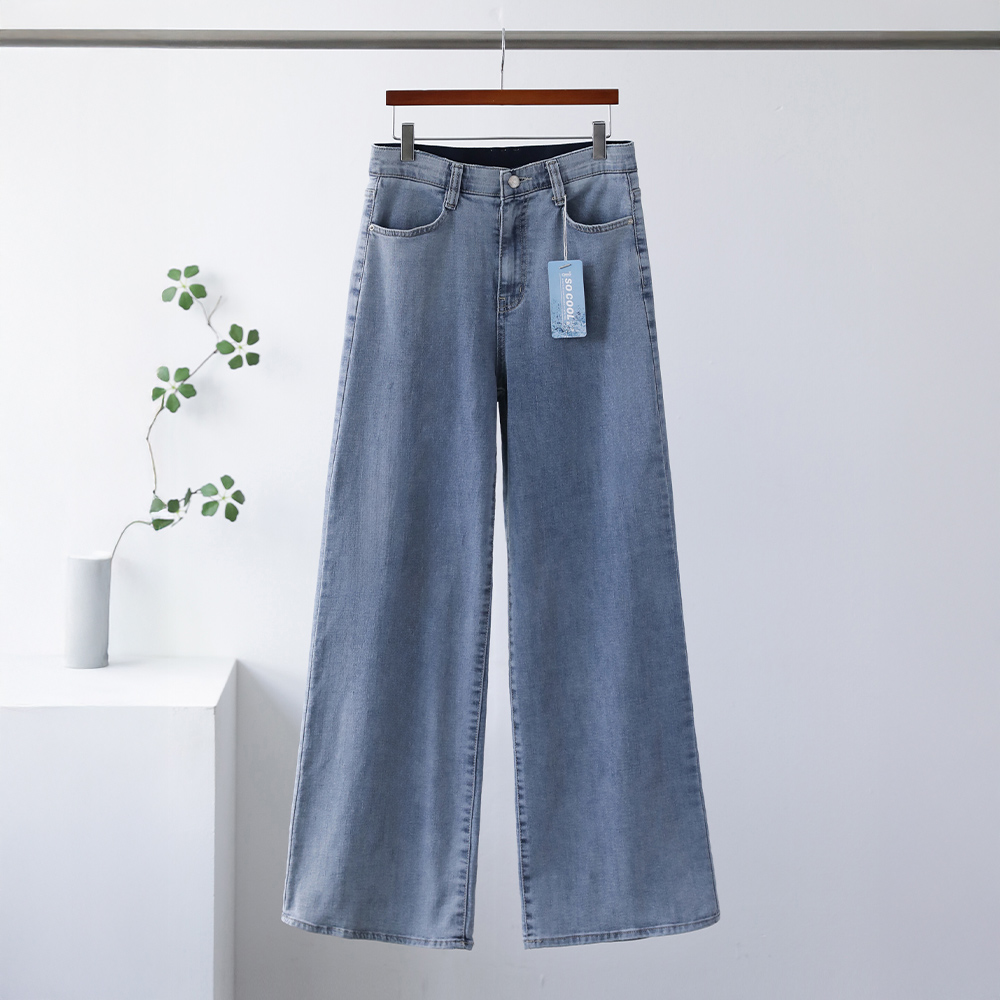 투르 기능성 쿨원단 썸머 히든밴딩 여유핏 와이드 데님 팬츠 - 상품 이미지