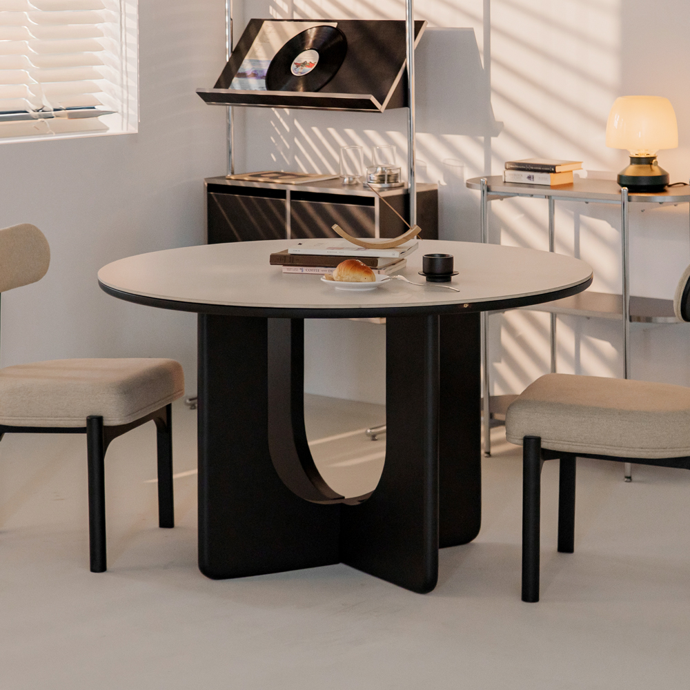 오아르 원목 포세린 세라믹 원형 식탁 테이블 1200