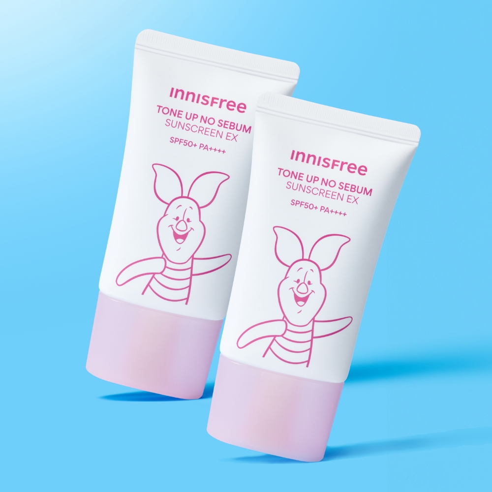 [더블구성] 이니스프리 톤업 노세범 선스크린 SPF50+ PA4+ 곰돌이 푸 에디션 60ml, 2개 제품 이미지